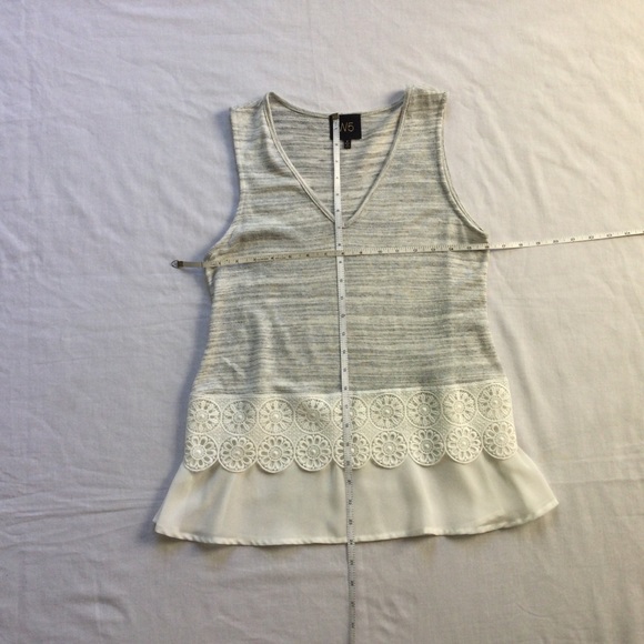 Anthropologie W5 Grey White Lace Layered Tank Sz S - Picture 5 of 9